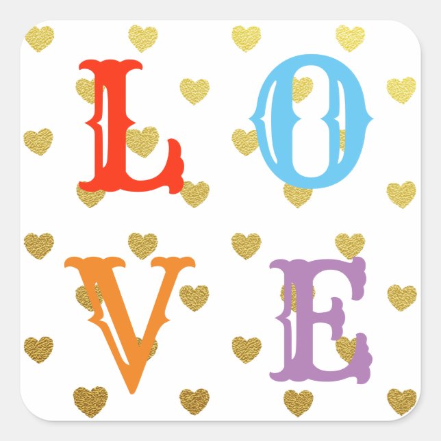 Love Valentine's Day glitter heart Square Sticker (Front)
