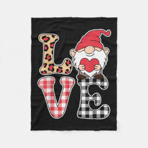 Love Valentines Day Gnomes Cute Red Hearts Gnome Fleece Blanket