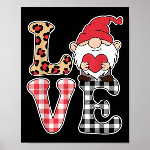 Love Valentines Day Gnomes Cute Red Hearts Gnome Poster