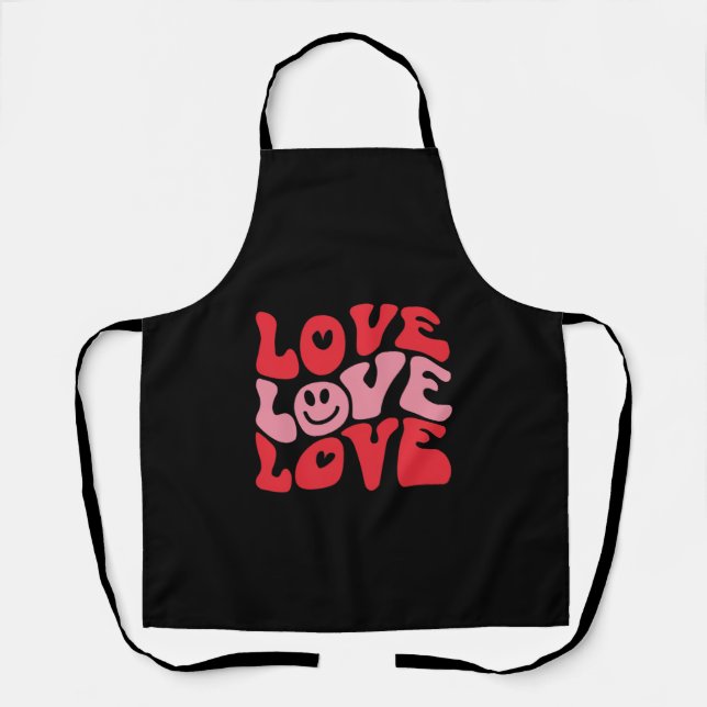 Love Valentine's Day Groovy Funny Holiday  Apron (Front)