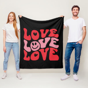 Love Valentine's Day Groovy Funny Holiday  Fleece Blanket