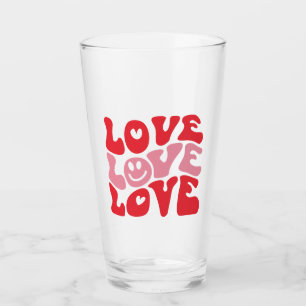 Love Valentine's Day Groovy Funny Holiday  Glass