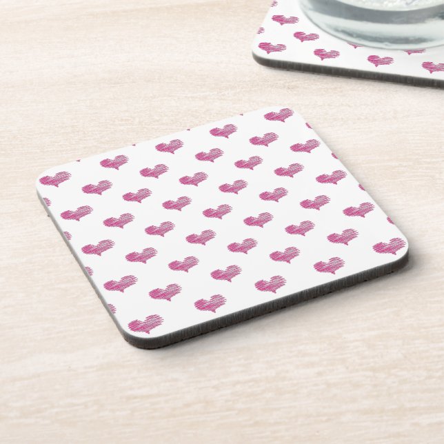 Love Valentine's Day Hot Pink Heart Sketch Coaster (Left Side)
