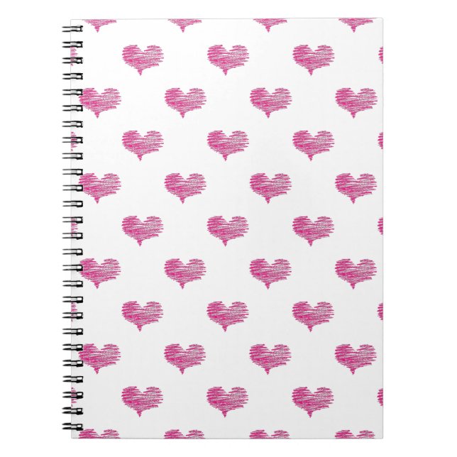 Love Valentine's Day Hot Pink Heart Sketch Notebook (Front)