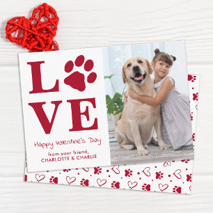 LOVE Valentines Day Pet Dog Photo Kids Classroom  Card