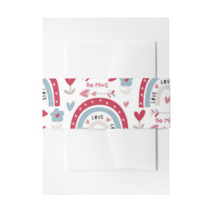 Love Valentines Day Rainbow   Invitation Belly Band
