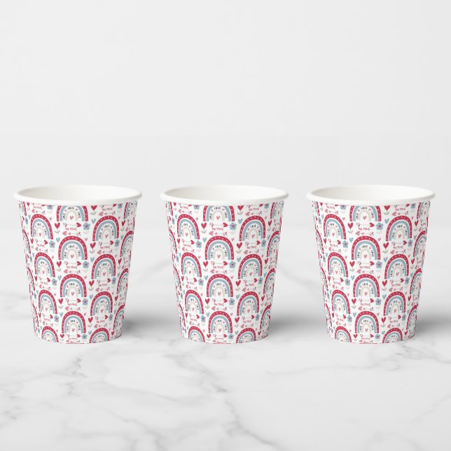 Love Valentines Day Rainbow     Paper Cups (Multi)