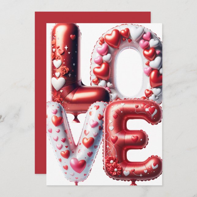 Love Valentines Day Red Hearts Customisable  Holiday Card (Front/Back)