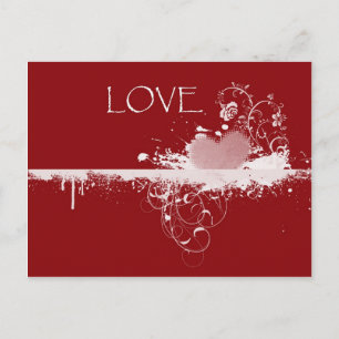 LOVE Valentine's Day Red White Heart Gifts Holiday Postcard