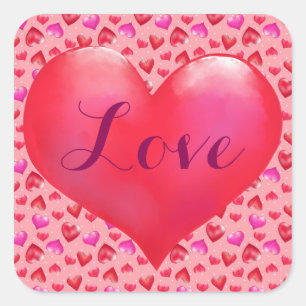 Love, Valentine's Day Square Stickers, Glossy Square Sticker