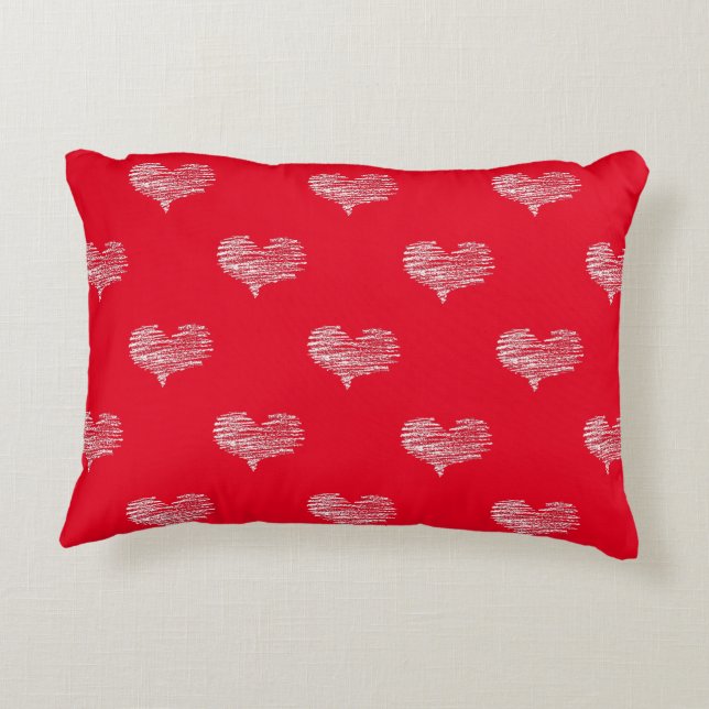 Love Valentine's Day White Heart Sketch Decorative Cushion (Back)
