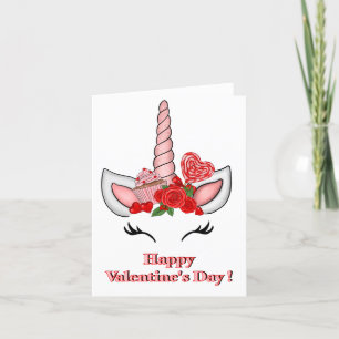 Love Valentine's Unicorn  Thank You Card