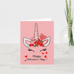 Love Valentine's Unicorn  Thank You Card