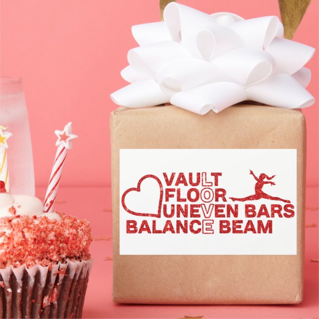 Love Vault Floor Uneven Bars Balance Beam in Red Rectangular Sticker (Party)