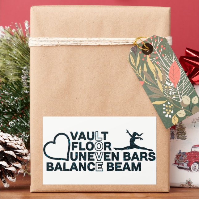 Love Vault Floor Uneven Bars Balance Beam  Rectangular Sticker (Holiday)