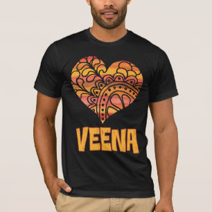 Love Veena Orange Mandala Heart Indian Music T-Shirt