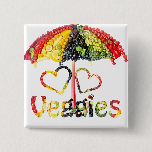Love Veggies 15 Cm Square Badge (Front)