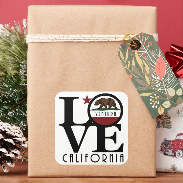 LOVE Ventura California Square Sticker (Holiday)