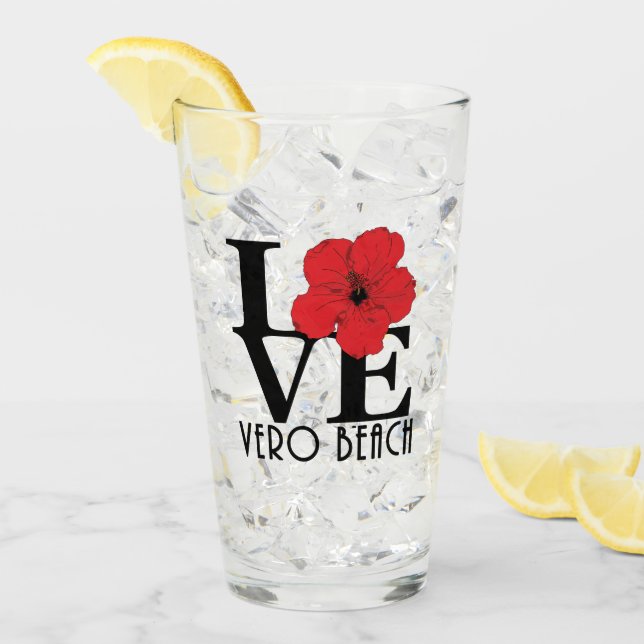 LOVE Vero Beach Red Hibiscus Glass (Front Ice)