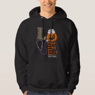 Love VET Nurse Leopard Pumpkin Halloween Nurse Cos Hoodie