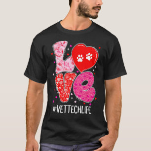 Love Vet Tech Life Cute Animals Veterinary Valenti T-Shirt