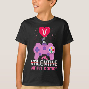 Love Video Game Gamer Gaming Hearts Day Happy Vale T-Shirt