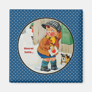 Love. Vintage Art Valentine's Day Gift Magnet