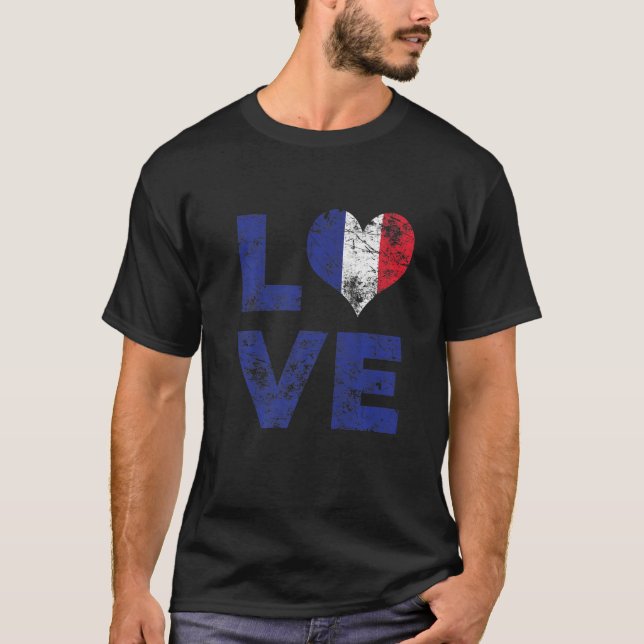 Love Vintage France Flag   T-Shirt (Front)