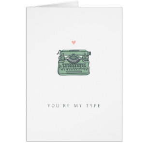 Love Vintage Typewriter   Romantic Greeting Card