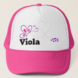 Love Viola Pink Purple Butterfly Heart Trucker Hat