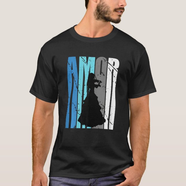 Love Violin Motivating Amor Text Words Violinist V T-Shirt (Front)