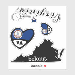 Love Virginia, Sheet of Die Cut Stickers