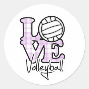 Love Volleyball Classic Round Sticker