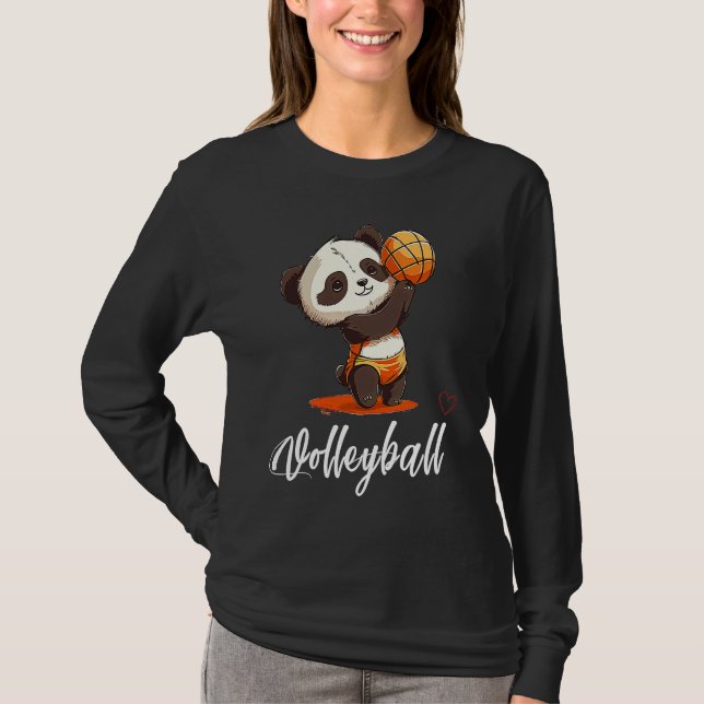 Love Volleyball  Cute Volleyball Baby Panda T-Shirt (Front)