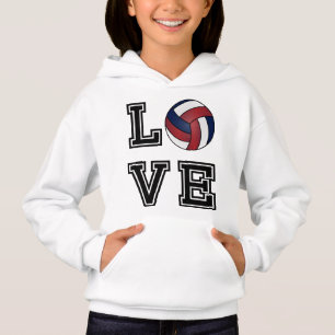 Love Volleyball - Dark Red, White and Dark Blue