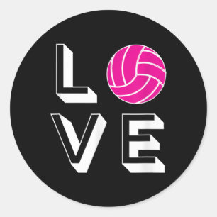 Love Volleyball Girls Birthday Gift Graphic Classic Round Sticker