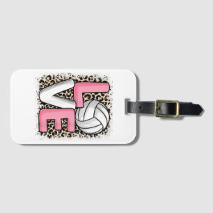 Love Volleyball Leopard Print Women Girls Volleyba Luggage Tag