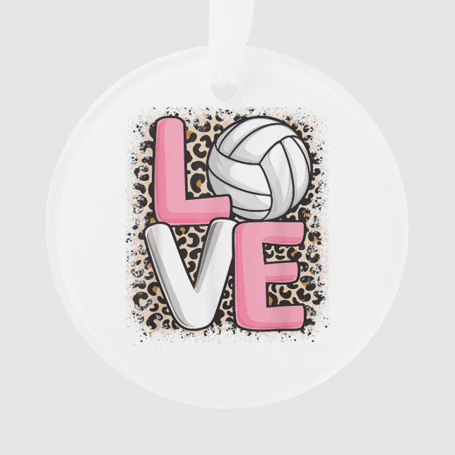 Love Volleyball Leopard Print Women Girls Volleyba Ornament (Front)