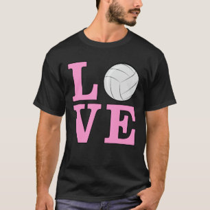 Love Volleyball - Pink Text T-Shirt