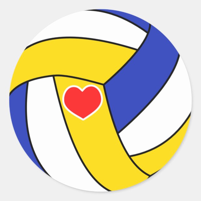 Love volleyball - Sport ball with heart Classic Round Sticker (Front)