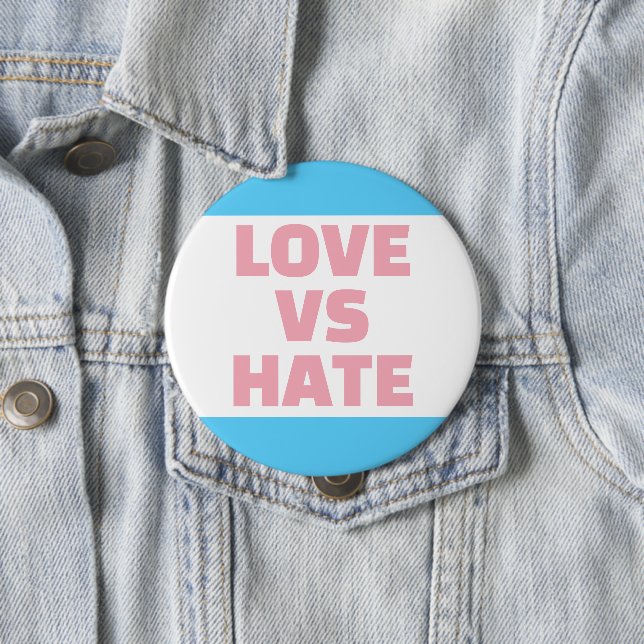 Love Vs Hate Trans Colours Button (In Situ)