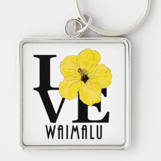 LOVE Waimalu Hawaii Yellow Hibiscus Key Ring
