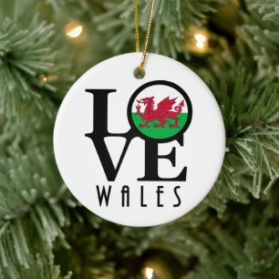 LOVE Wales Ceramic Tree Decoration