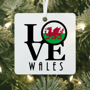 LOVE Wales  Metal Tree Decoration