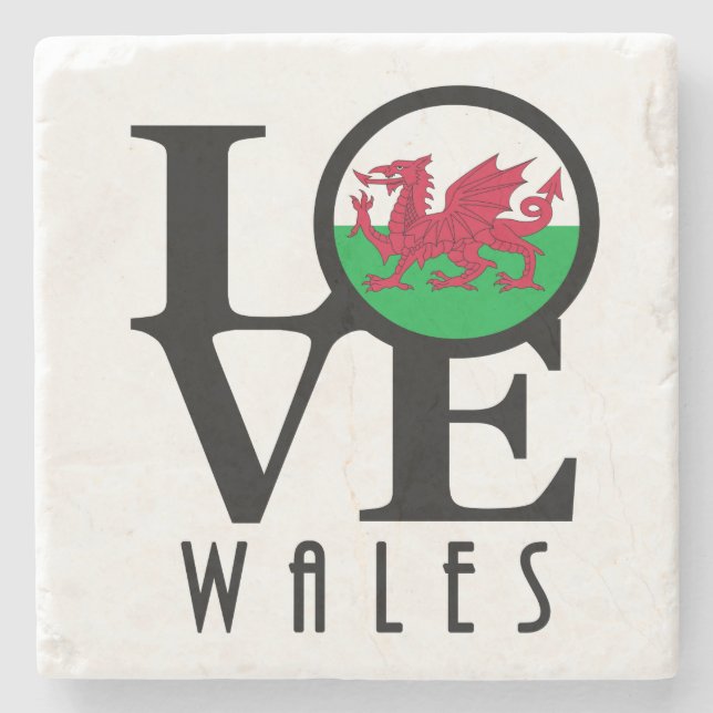 LOVE Wales Stone Coaster (Front)