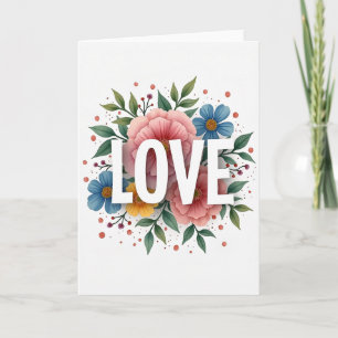 Love Watercolor Flower Card