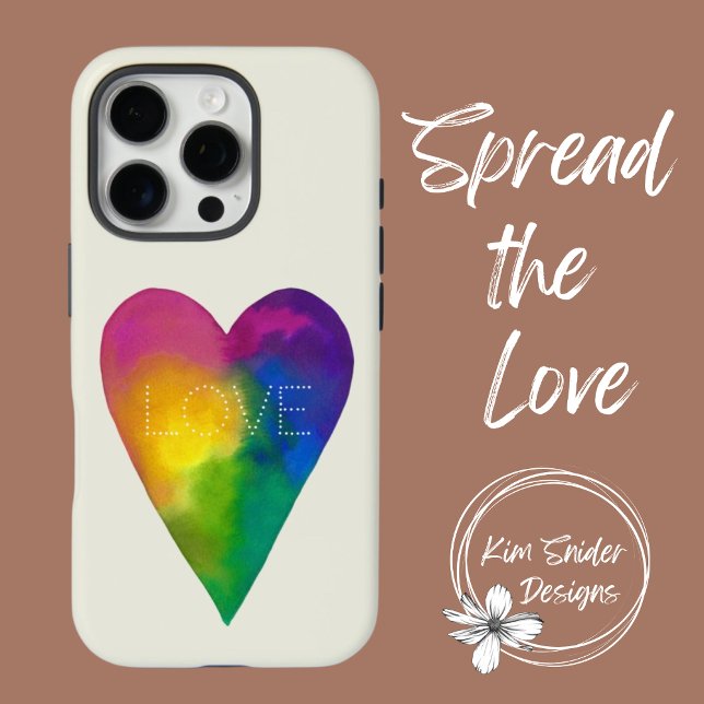 "LOVE" Watercolor Heart  Case-Mate iPhone Case (Creator Uploaded)