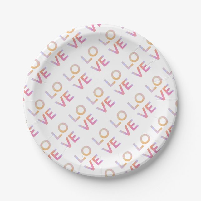 Love, watercolor paper plate (Front)