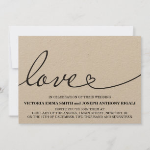 Love Wedding Invitation - Kraft Paper