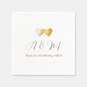 Love Wedding Napkin . faux gold hearts